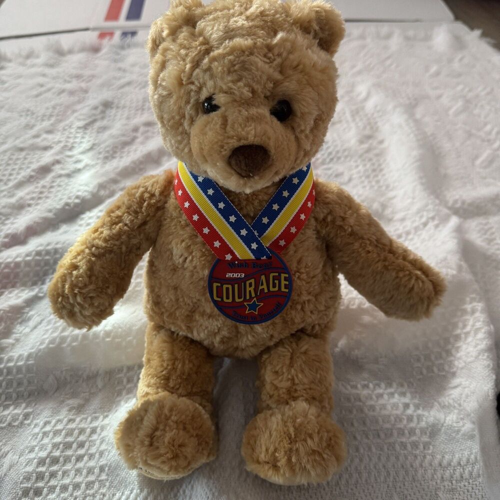 2003 Gund 14" Plush Bear Wish Bear "Courage" Teddy Light Brown